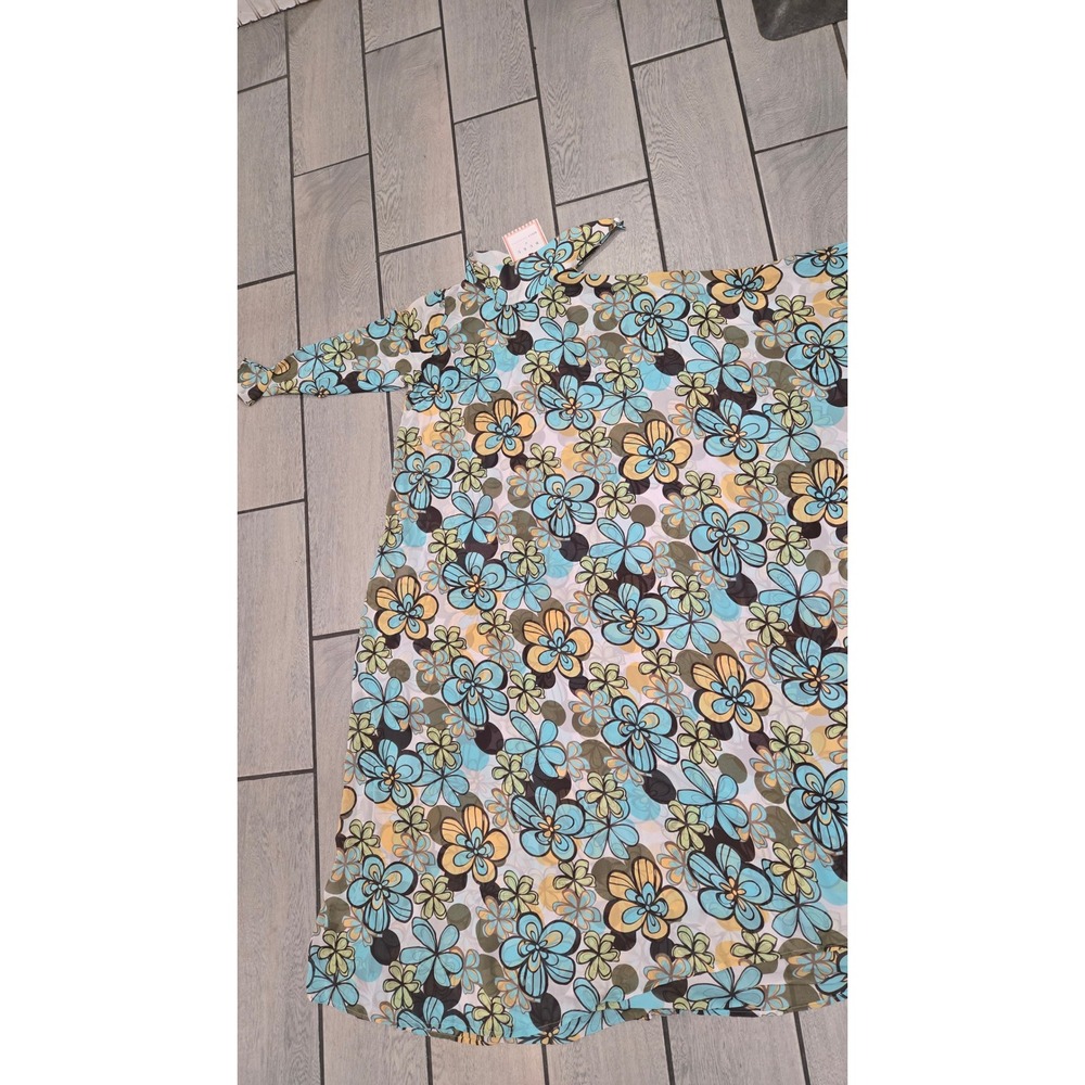 Buru x Kelly Golightly Aqua Daisy Kaftan One Sleeve Floral Maxi Dress XS/S NWT